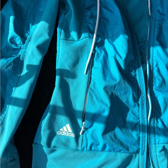 Adidas Windbreaker Zip Up Blue White Detail - Picture 3 of 8